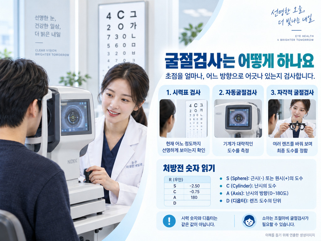 굴절검사 과정과 처방전 숫자 읽는 법