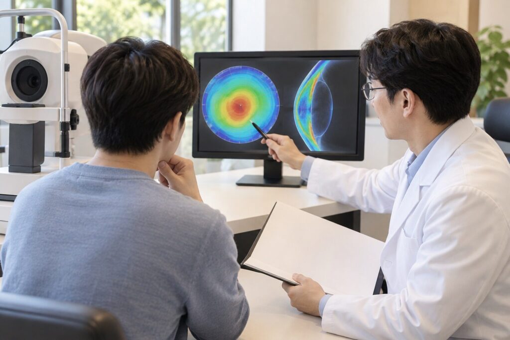 시력교정 결과는 남녀가 다를까 — 근시 퇴행·각막 혼탁·각막확장증을 성별로 나눠 본 연구 관련 그림 3