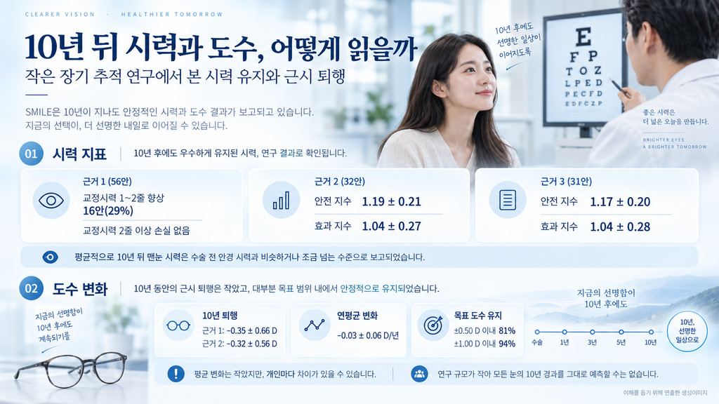 스마일 10년 장기 추적 연구의 시력·도수 지표