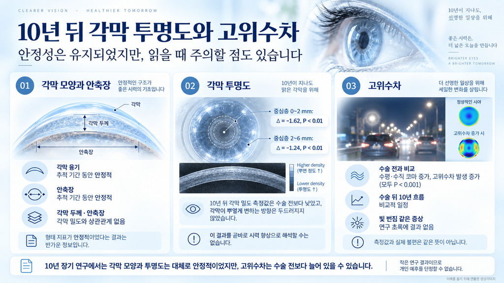 스마일 10년 뒤 안전 지수·효과 지수와 각막 투명도