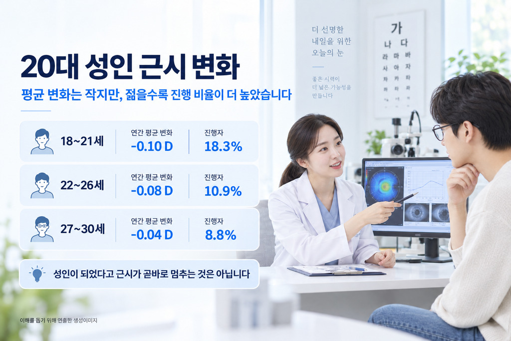 20대 성인 연령대별 근시 변화 연구 요약