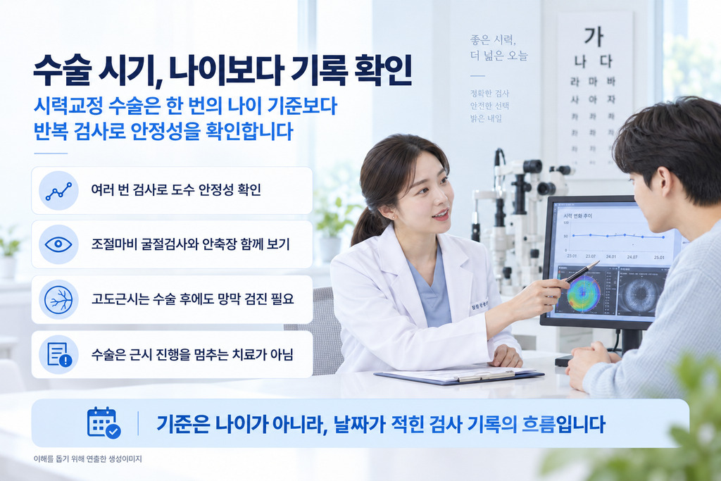 시력교정 수술 시기를 나이보다 반복 검사 기록으로 확인하는 과정