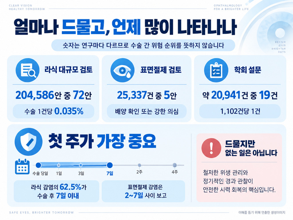 시력교정 뒤 각막 감염의 빈도와 첫 주가 중요한 이유