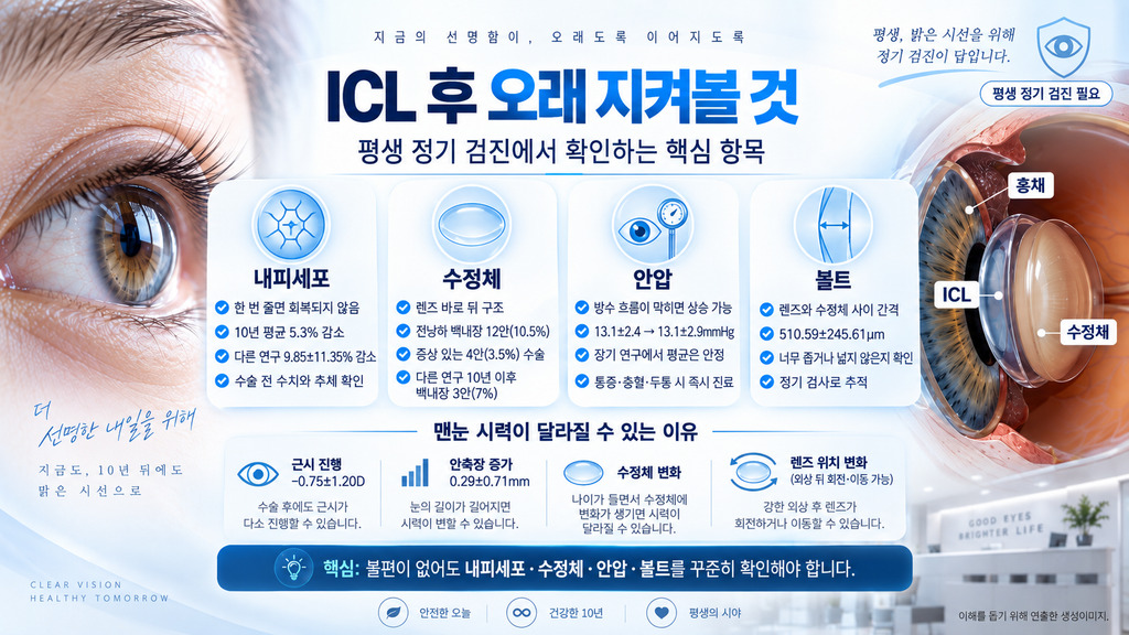 ICL 수술 후 오래 지켜볼 내피세포·수정체·안압·볼트 항목