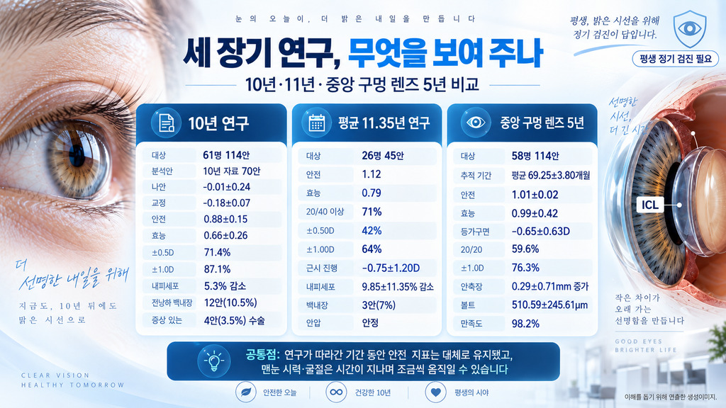 ICL 10년·11년 장기 연구 지표를 비교한 표