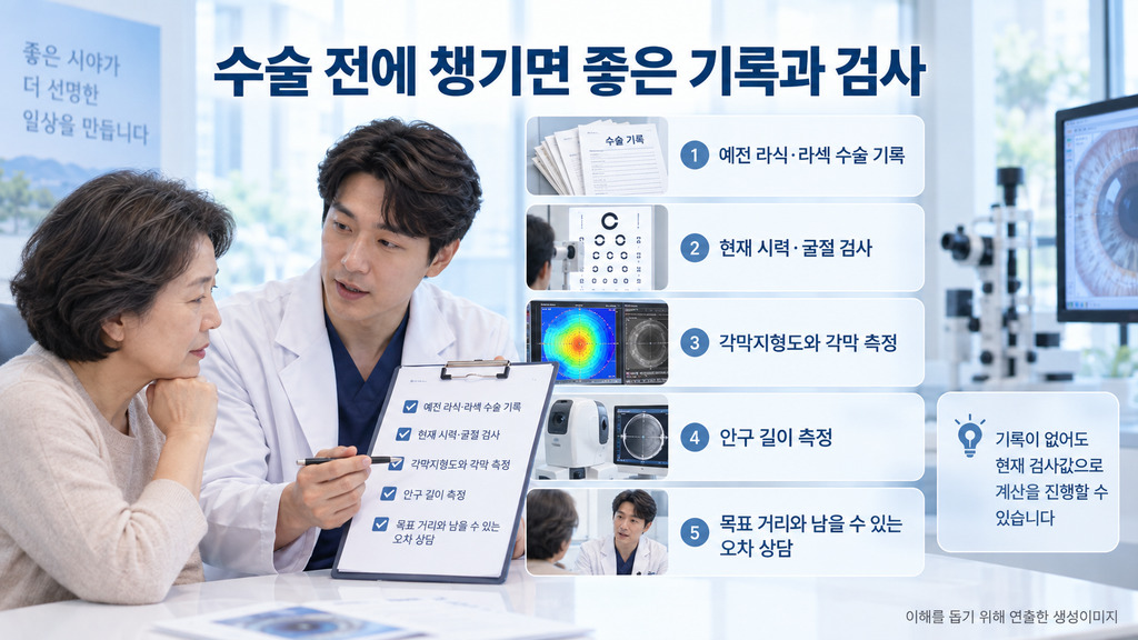 라식·라섹 이력이 있는 눈의 백내장 수술 전 챙길 기록과 검사
