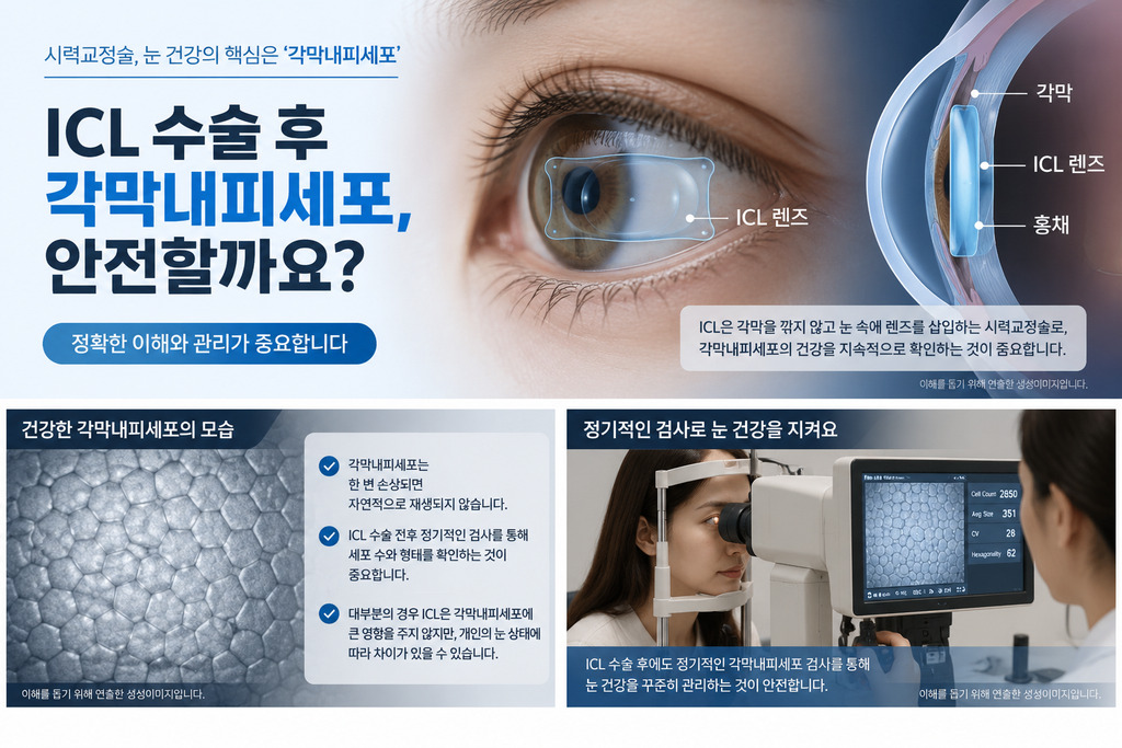 ICL 수술 후 각막내피세포 안전성을 다룬 연구 소개 그림