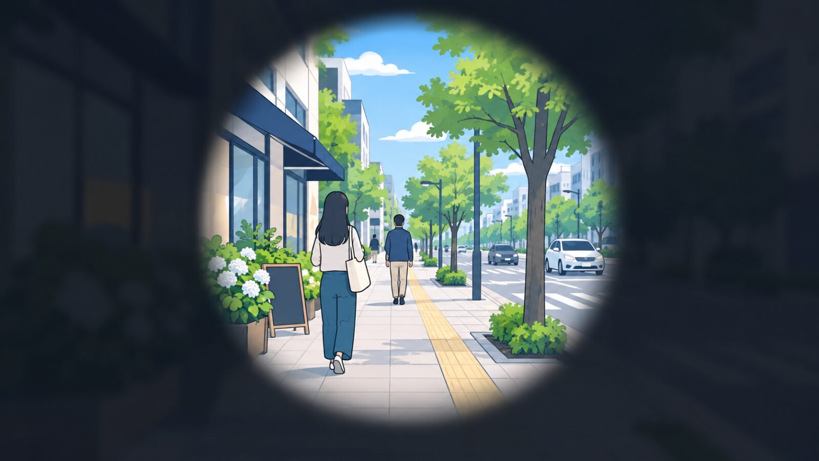 가운데만 선명하고 바깥이 어둡게 가려지는 좁은 시야 연출
