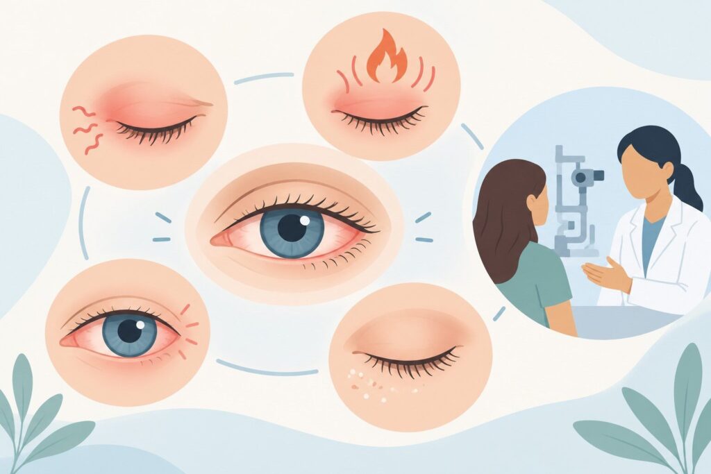 눈 주사(안구 주사비) — 얼굴 홍조와 함께 눈이 화끈거리고 붉을 때 관련 그림 1