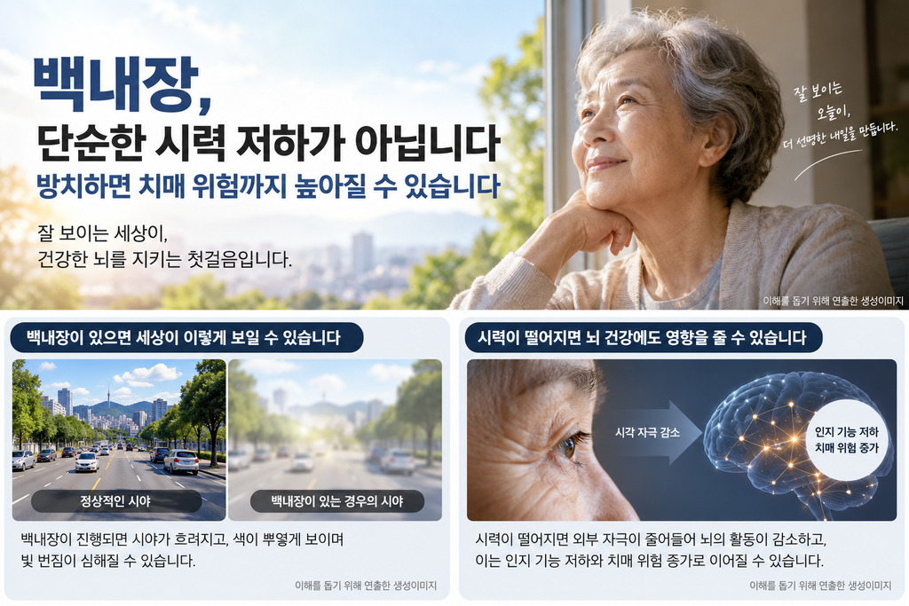 백내장 수술과 치매 위험 연구를 설명한 인포그래픽