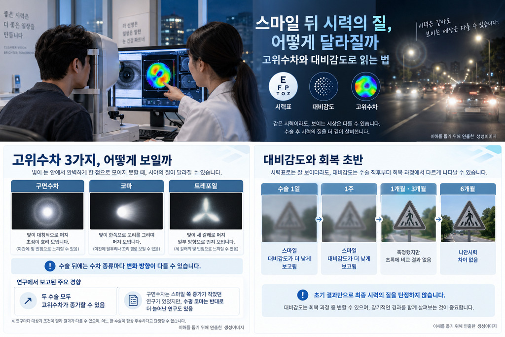스마일 후 고위수차와 대비감도로 보는 시력의 질